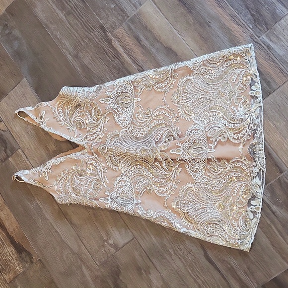 2/4 Free People Night Shimmer Lace & Sequins Sleeveless Lined Mini Dress - Picture 9 of 16